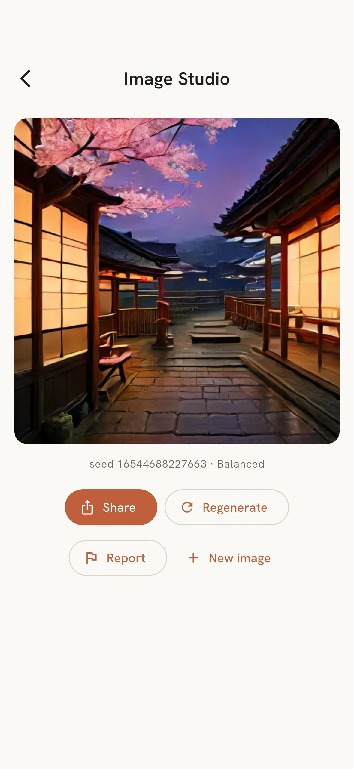 Image Studio showing an image generated on the device